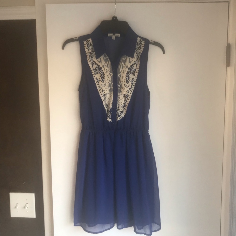 Royal Blue Dress with White Lace detail